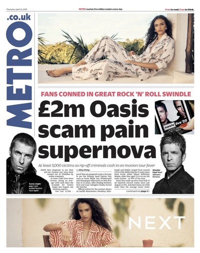 Oasis reunion tour scam - reunion,